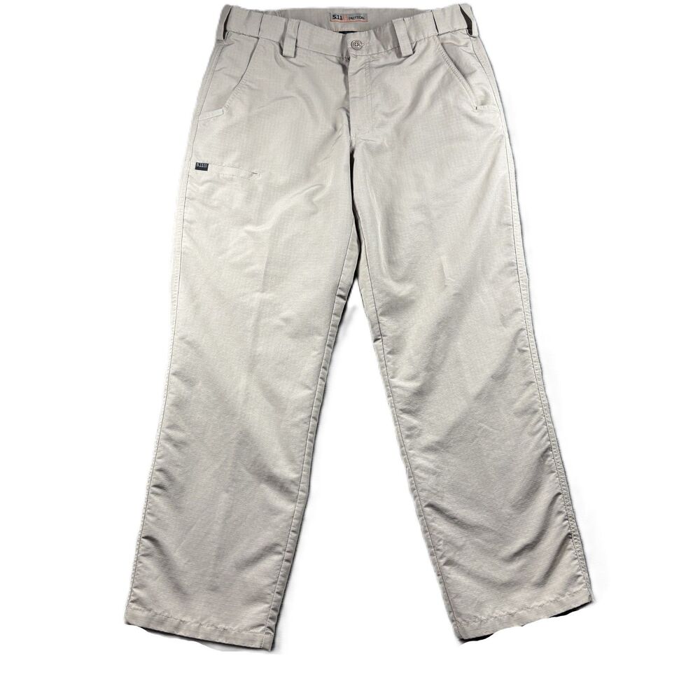 5.11 Tactical Men Pants Chino Khaki Ripstop Stretch Waist Utility Tan 34x30 P187